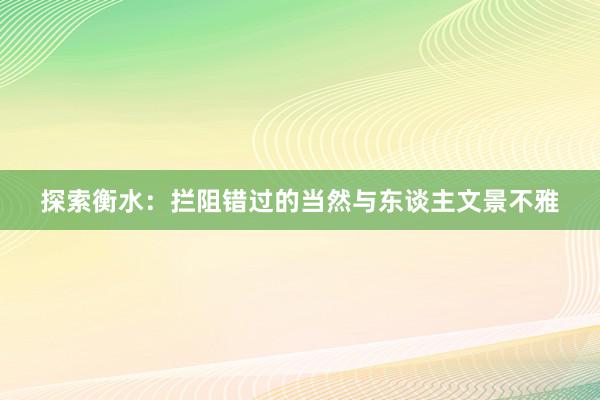 探索衡水：拦阻错过的当然与东谈主文景不雅